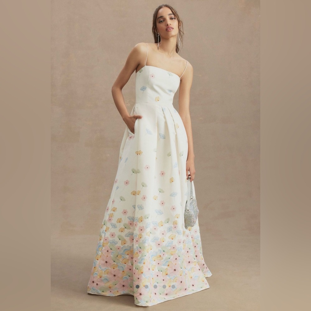 NWT Sachin & Babi Beau Pleated Square Kneck Gown